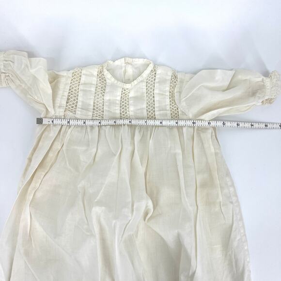 Vintage Hand Made Infant Doll Christening Baptism Gown Sleeves Ecru - Picture 5 of 8